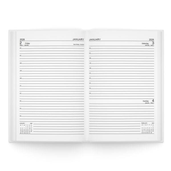 U. 2026 Luxury A4 Hardback Page a Day Half Page Weekends Diary