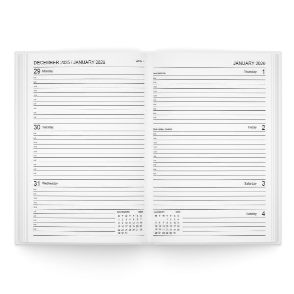 U. 2026 A4 Hardback Week To View Diary