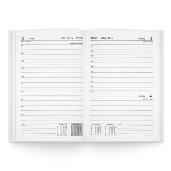U. 2026 Luxury A5 Hardback Page a Day Half Page Weekends Diary